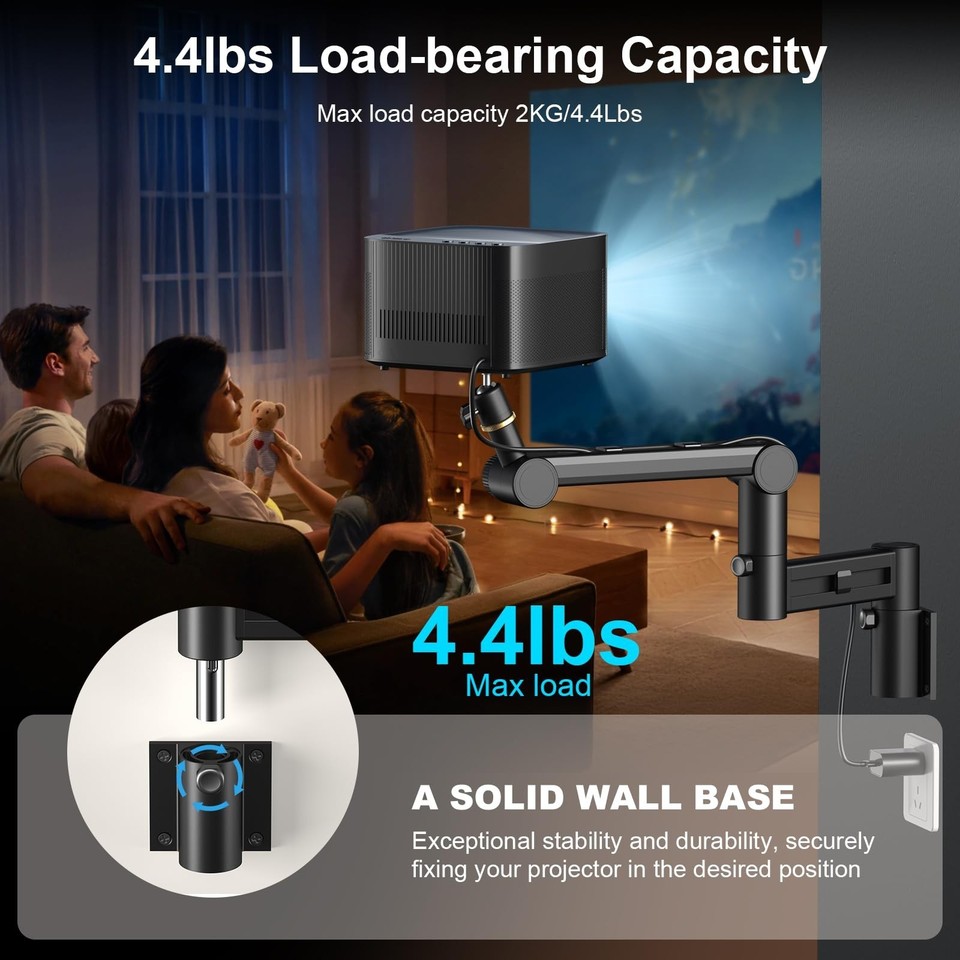 Aokeo Projector Wall Mount, 360° Adjustable Projector Stand Wall Mount ...