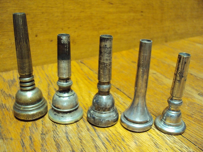Lot of 5 Antique & Vintage Brass Instrument Mouthpiece Franklin Shilke Roth 