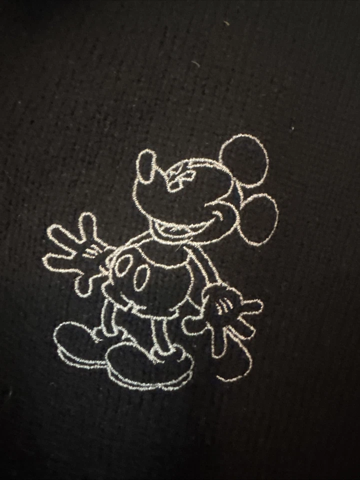 Vintage Disney Lambswool Cardigan Women M Snap Button Embroider Mickey Black - Image 2 of 4