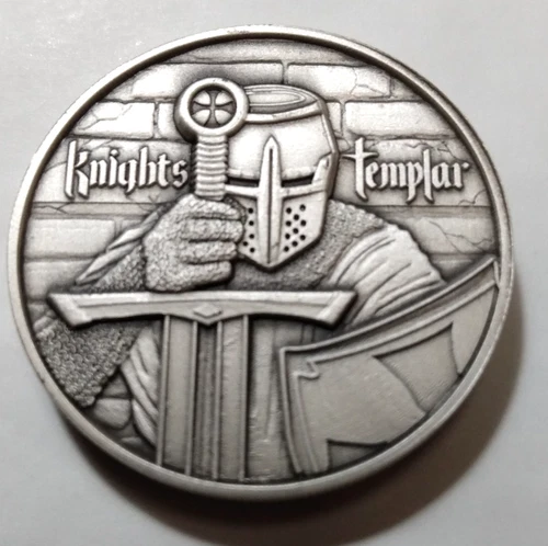Knights Templar 2 oz Ultra High Relief Silver Round - With Antique Finish