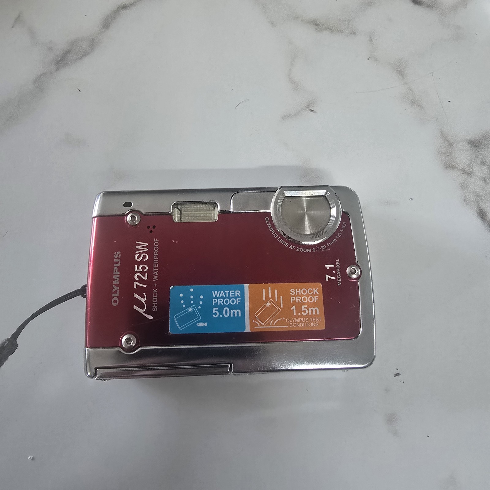 Olympus Mju 725 SW 7.1MP Shock Waterproof Digital Camera RED - Tested