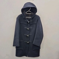 Original Montgomery Dark Navy Wool Hooded England Duffle Overcoat Coat Size 36