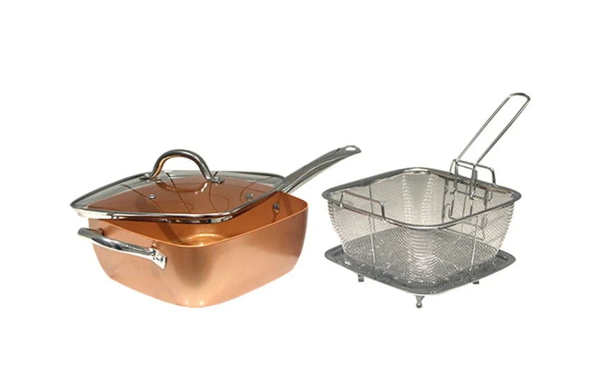 4PCS Frying Pan Four-Piece Set Square Pan Frying Pan Copper Color Non-Stick Pan