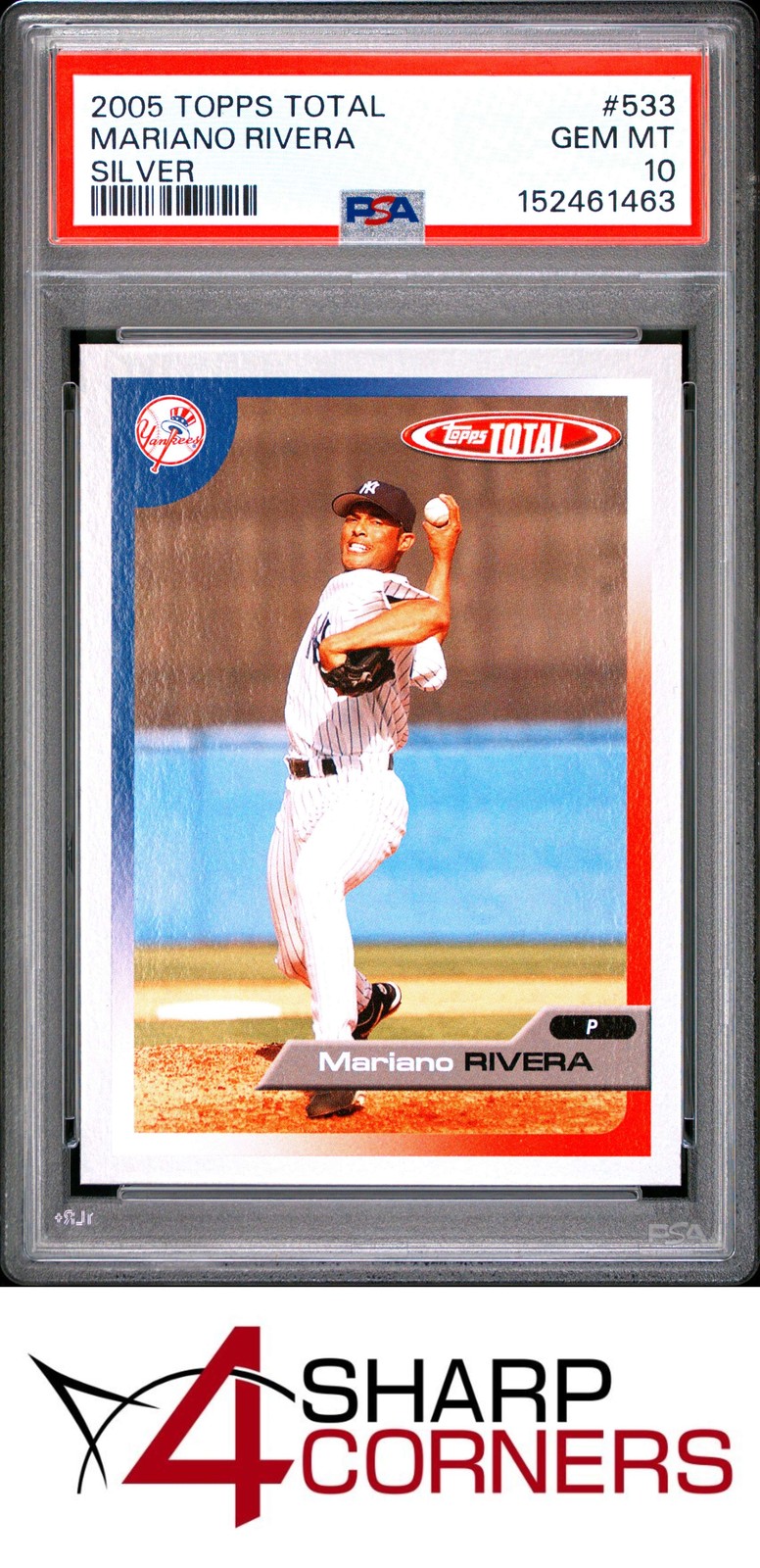 2005 TOPPS TOTAL SILVER #533 MARIANO RIVERA HOF POP 4 PSA 10 view 1