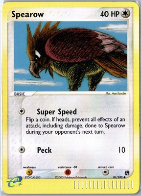 Pokemon Card - Spearow 81/100 Sandstorm 2003 Common Reverse Holo MP