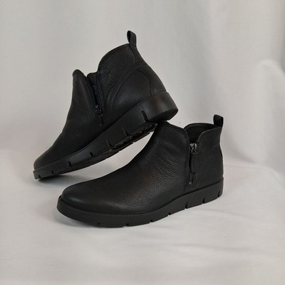 ECCO Soft Chelsea Boot Black Leather EU 41 Bella Wedge Ankle Boots Leather Zip