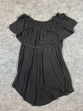 Maurices Women's Shirt SZ L Short Sleeve Relaxed Off the Shoulder Blouse Top