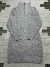 Anthropologie Sweater Dress Womens Medium Gray Knit Quarter Zip