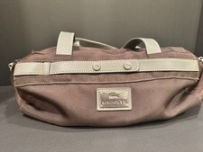 Borsa a tracolla Lacoste in nylon con bordo in pelle | marrone | tono argento | autentica
