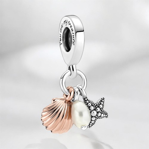NEW Pandora Freshwater Cultured Pearl, Starfish & Shell Triple Dangle Charm