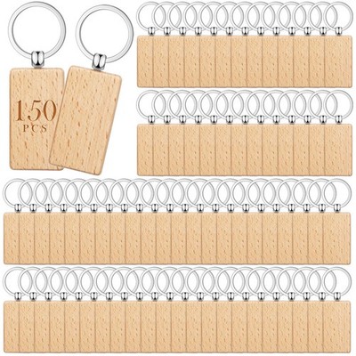 Yinkin 150x Wooden Keychain Blanks for Laser Engraving DIY Crafts Rectangle