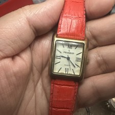 Red Leather Strap Quartz Watch with Red Dial and Stainless Steel Case — listing 4
