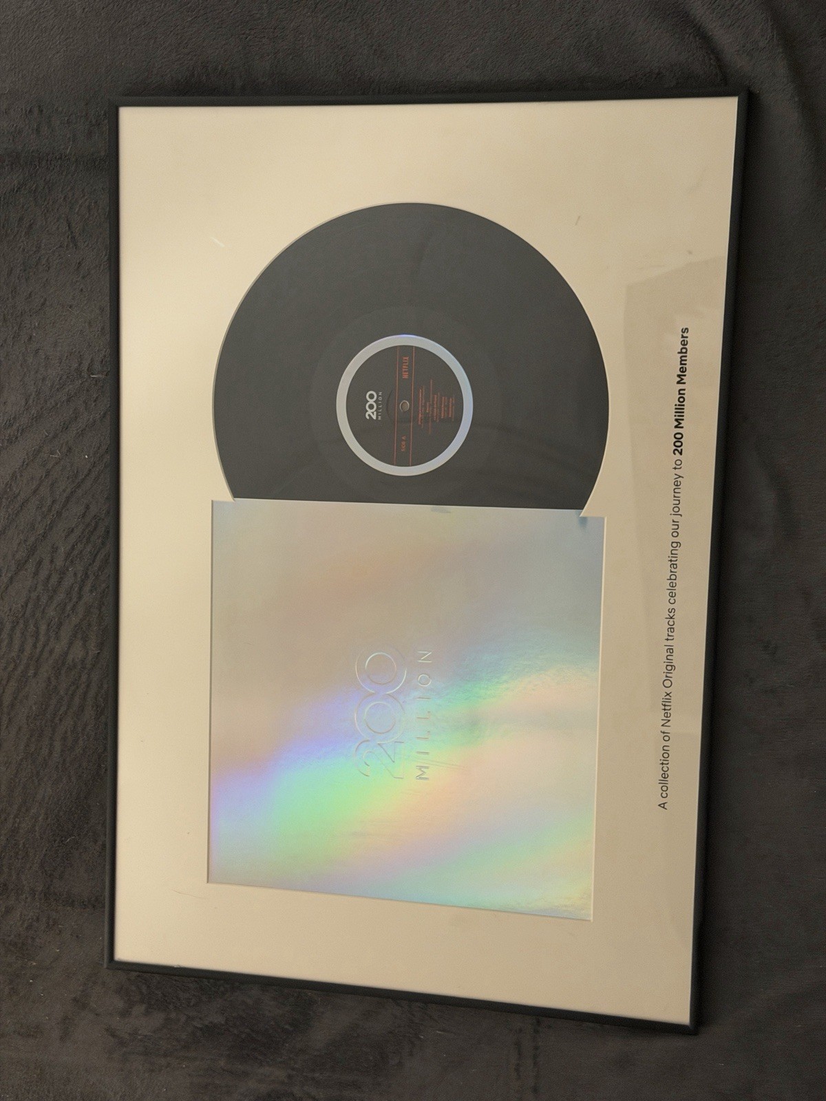 RARE Netflix 200 Million Members Commemorative Record LP Frame Employee Gift!