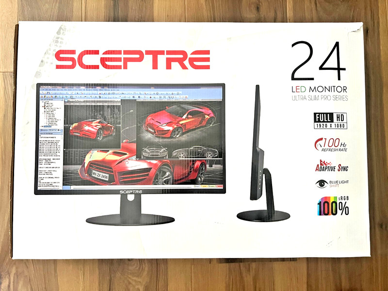 Sceptre 24" 100Hz 1ms Monitor HDMI x2 VGA 100% sRGB, Built-in Speakers Eye Care