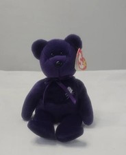 Ty Beanie Babies Purple Princess Diana Bear  RARE  Made in Indonesia