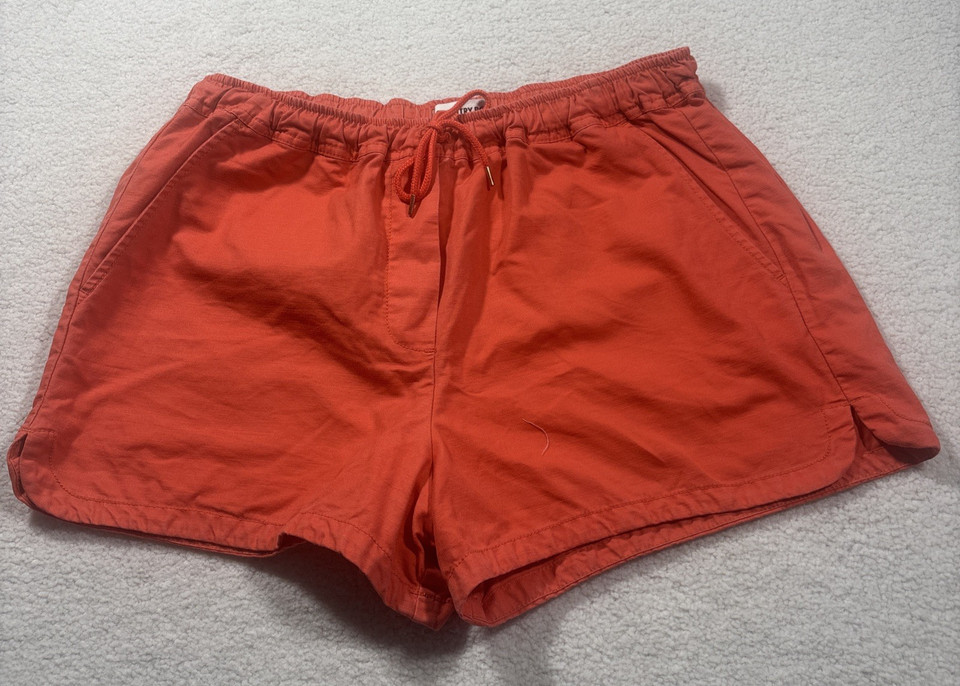 Country Road Coral Rose Cotton/ Linen Shorts Elastic Tie Waist Pockets Size 10