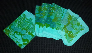 Vtg 60s 70s Stevens Utica Flower Power 6 PC Plush Towel Set Turquoise Floral
