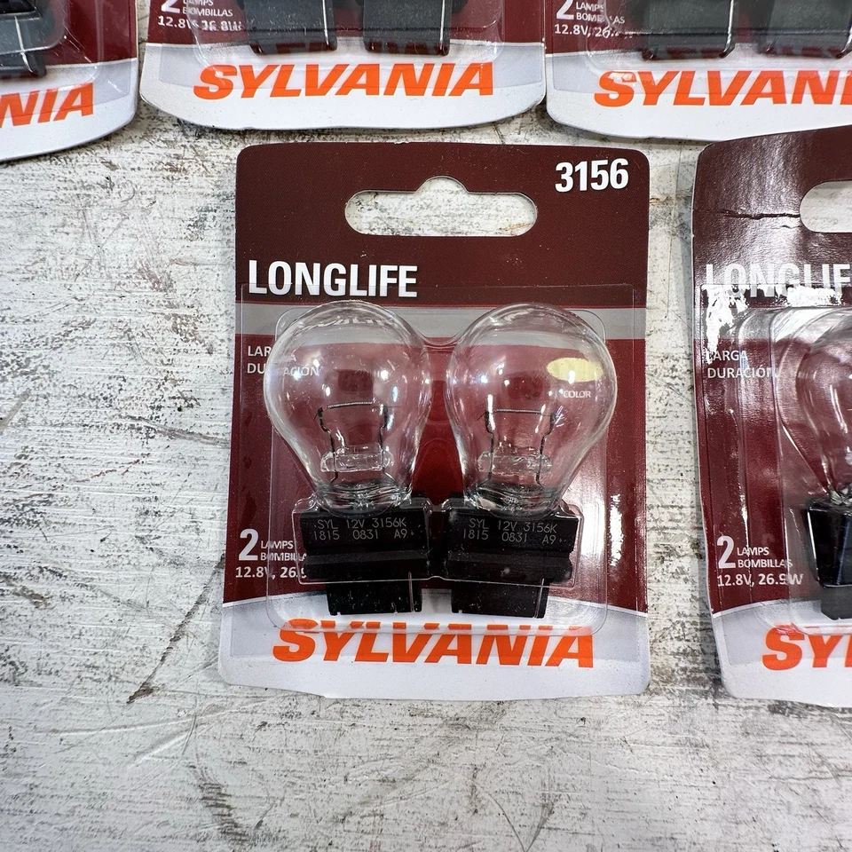 Lote De 10 Nuevos PAQUETES GEMELOS SYLVANIA 3156 LONGLIFE 12.8V 26.9W 20 BOMBILLAS BLANCO CÁLIDO Foto 3 de 4