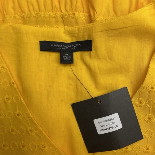 NWT Marc New York Sleeveless Dress XL Yellow 100% Cotton Eyelet Tiered Ruffle - Picture 3 of 6
