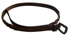 Vtg Jordache Brown Braided Genuine Leather Belt With Metal Buckle Made In USA