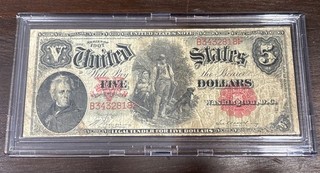 1907 $5 U.S Legal Tender Note Woodchopper Large Size Red Seal Circulated