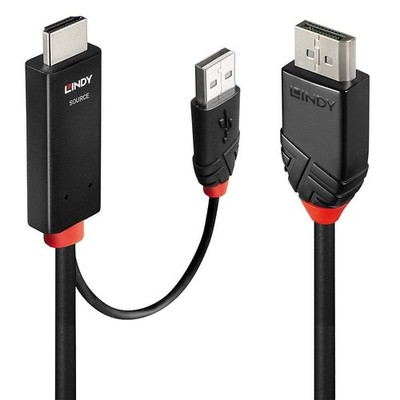 LINDY 41498 Videokabel-Adapter 1 m HDMI + USB Type-A DisplayPort Schwarz