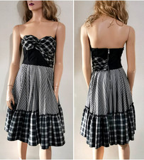 🆓US🛃  FW2008 D&G Dolce&Gabbana Corset Plaid Checkers printed wool dress IT 40