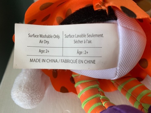 Disney Minnie Mouse 10" Halloween Peluche Peluche Bambola Pois Fiocco - Foto 12 di 15