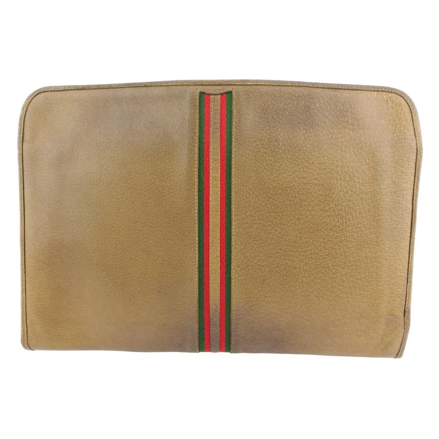 Gucci винтажный бизнес портфель коричневый зеленый красный кожаный кошелек подлинный - Изображение 2 из 4