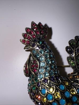Heidi Daus Signed Dazzling Brooch RAVISHING ROOSTER RARE VINTAGE