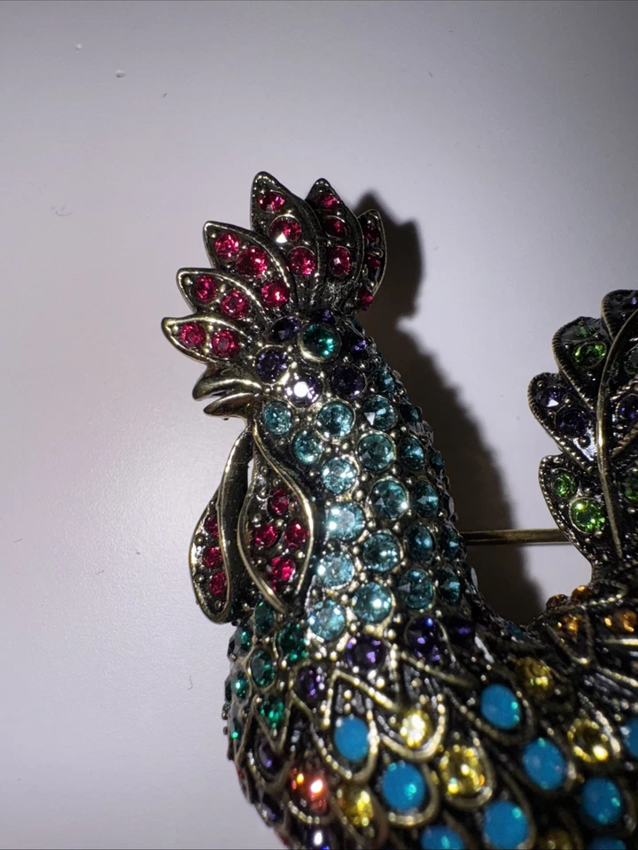 Heidi Daus Signed Dazzling Brooch RAVISHING ROOSTER RARE VINTAGE 2.5” T X 2.25” - Image 2 of 4