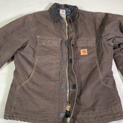 Carhartt C26 DKB Dark Brown Men's Large Arctic Quilt Lined Coat