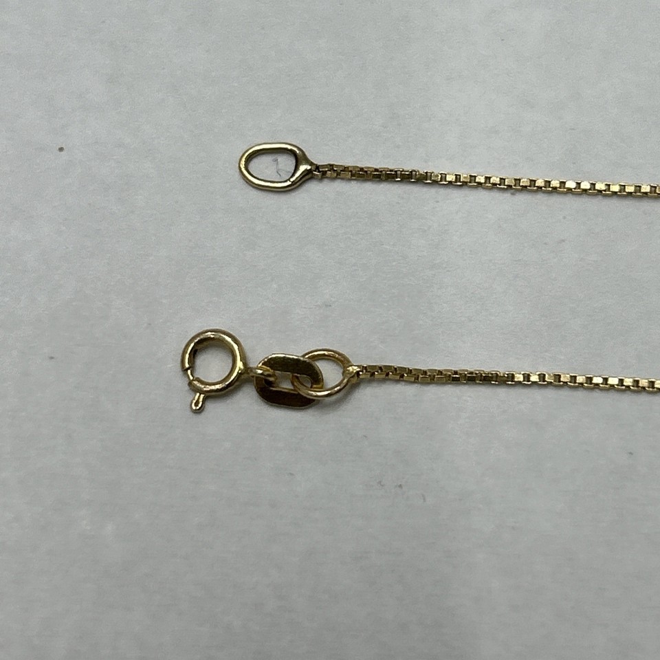 14K Solid Yellow Gold 0.6 mm Thin BOX Chain Necklace 16,18,20