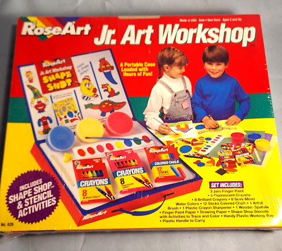Vintage RoseArt Jr. Art Workshop Portable Coloring Activity Case #626 New 1987