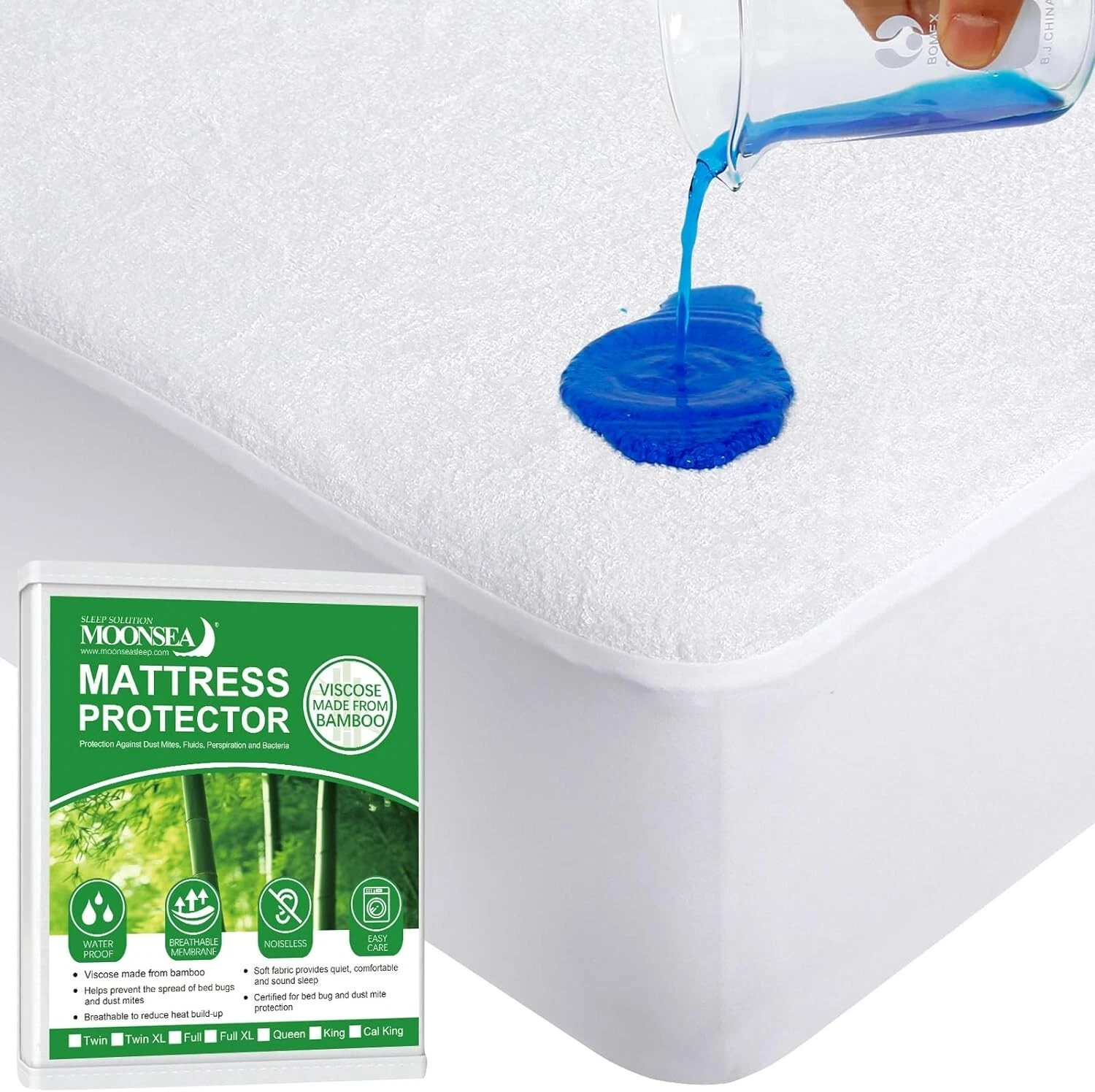 RV Short King Waterproof Mattress Protector Bamboo Terry Mattress Cover 72"x75"