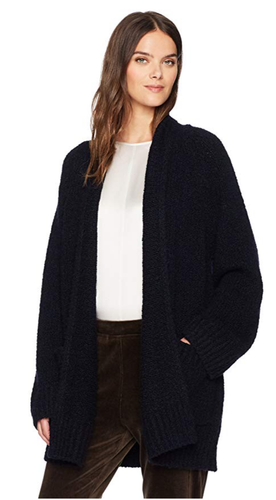 $495 NWT VINCE MARLED CAR COAT/CARDIGAN WOOL/CASHMERE OPEN FRONT NAVY/BLACK M
