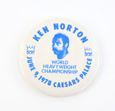 1978 Ken Norton vs Larry Holmes Don King Pinback Button Caesars Palace 4'' Boxing