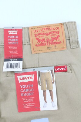 Levi's Youth Cargo Shorts Beige Sz 14 , 16 Adjustable Flex Stretch