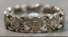 Art Deco Filigree Anniversary Band 14K White Gold Over 2.2 Ct Simulated Diamond