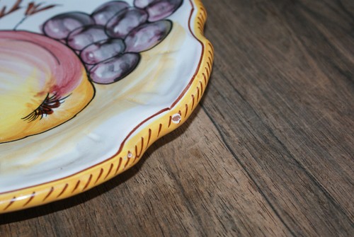 Vintage Italian ceramic Plate Platter Majolica fruit design - Imagen 6 de 6
