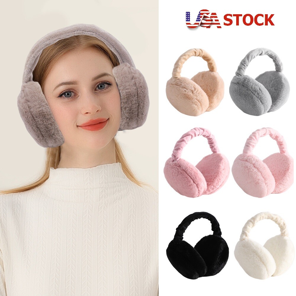 Women's Foldable Fluffy Ear Muffs Winter Warmer Cosy Super Soft