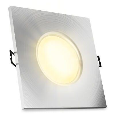 Einbaustrahler BEDA in silber gebürstet & quadratisch IP65 LED Modul 5W warmweiß