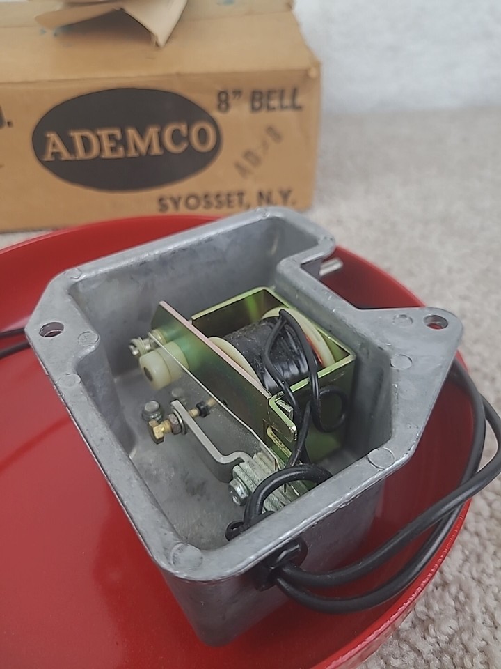 Red Fire Alarm Bell Ademco Alarm Device Mfg Co Model AD8 New Open Box