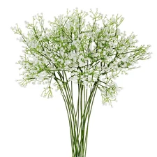 EZFLOWERY 12 Pcs Artificial Baby Breath Flowers, Gypsophila Real Touch, White