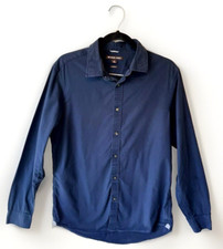 Michael Kors Mens Dress Shirt Medium Navy Tailored Fit Cotton Button Up Logo