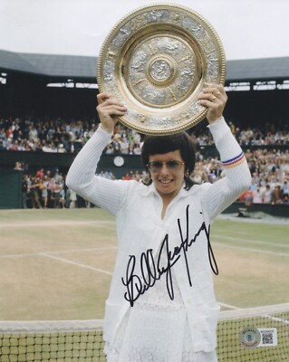 Billie Jean King Autographed Signed WIMBLEDON Tennis 8x10 Photo Beckett ...