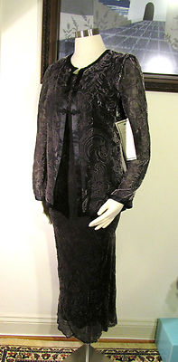 NWT Ashley Black Silk Set Vintage Laura Ashley Black Silk Blazer and Skirt Set size 4 main image 3
