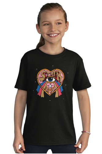 Star Dust All Seeing Eye Heart Rainbow Tears Youth Crewneck T Shirts Boy or Girl - Picture 3 of 7