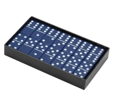 Premium Dominoes Double 6 Six Jumbo Size Acrylic Blue