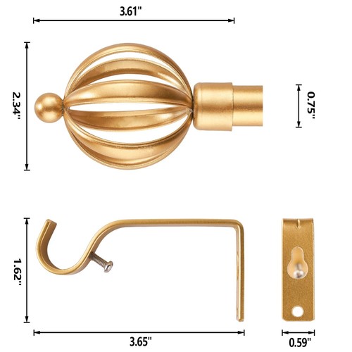 Curtain Rods for Windows 48 to 84 Inches Adjustable Decorative 3/4 Inch Diame... - Picture 3 of 5